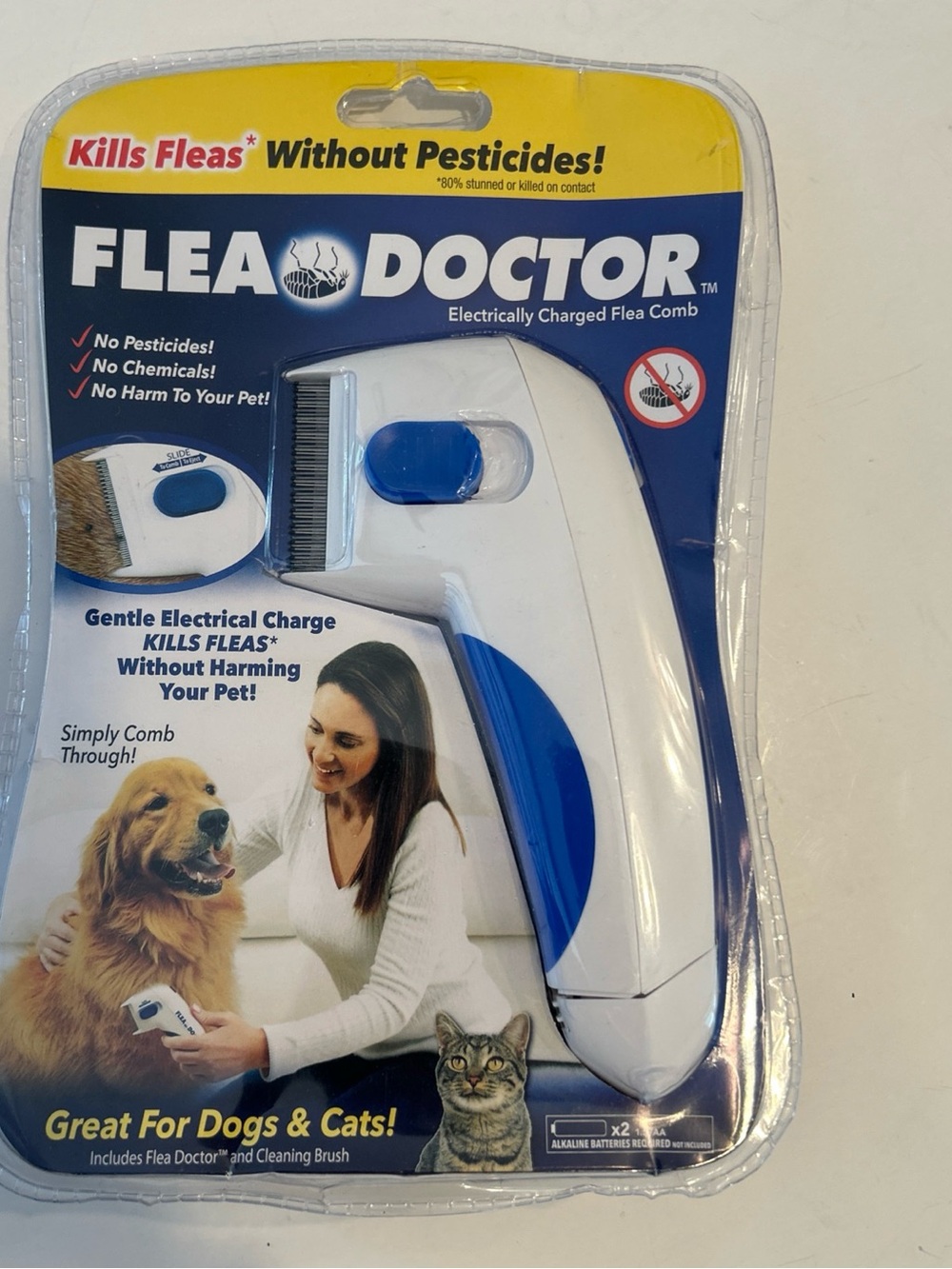 Flea Doctor Deluxe Electronic Flea Comb for Dogs & Cats - New/Sealed